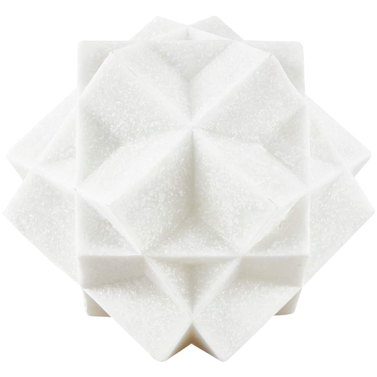 7" White Polystone Geometric Dimensional Ball Sculpture Décor